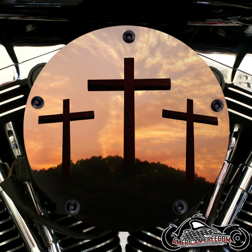 Harley Davidson High Flow Air Cleaner Cover - 3 Crosses Sunset